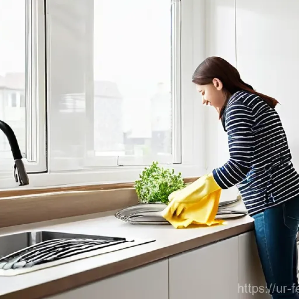 공유 주거 모델의 유지 보수 관리 - **Prompt 1: Collaborative Household Chores**
    "A vibrant and clean shared apartment kitchen bathe...