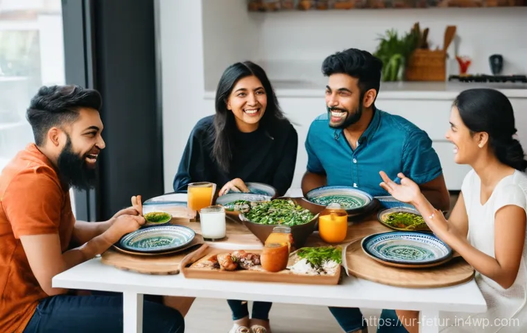 미래 공유 주거 모델의 문화적 수용 - **Prompt:** A diverse group of young adults (20s-30s), male and female, from various cultural backgr...