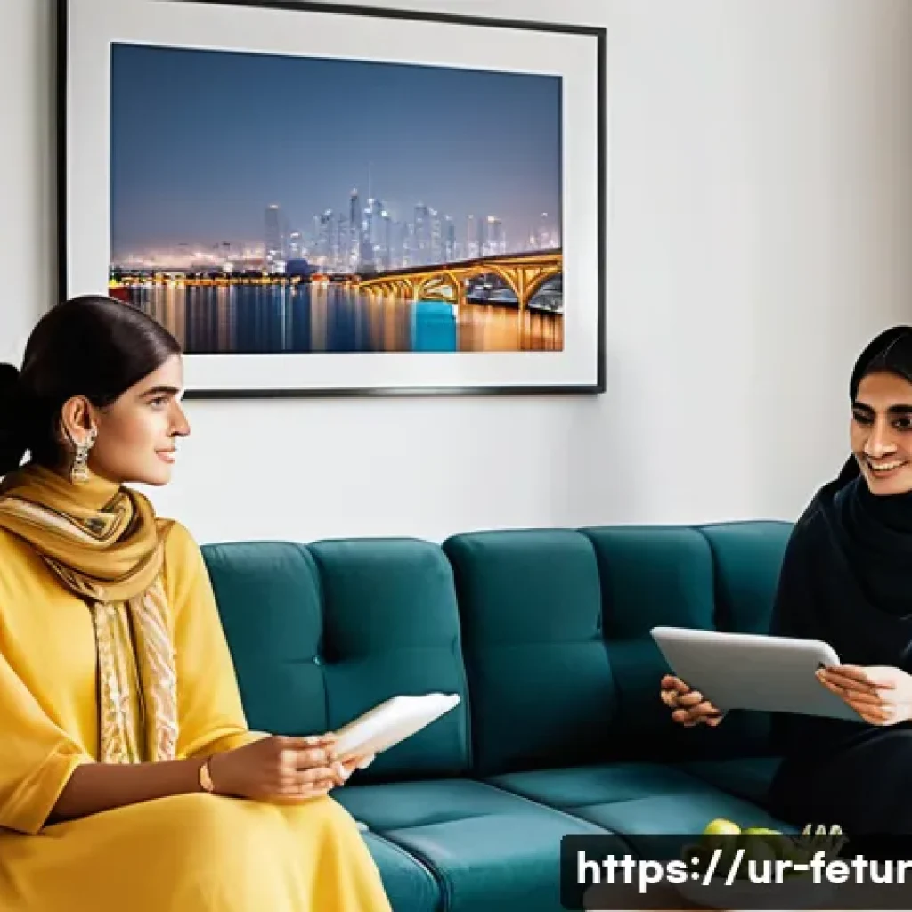 공유 주거 모델의 안전 문제 - **Prompt:** "A brightly lit, modern shared apartment living room in a Pakistani city. Two young adul...