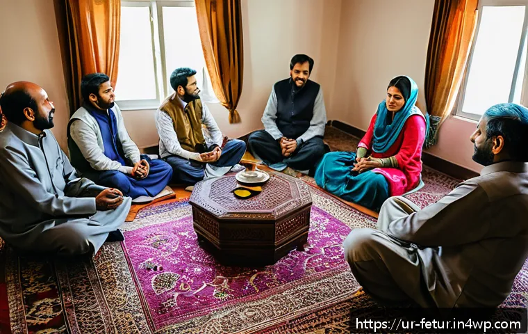 공유 주거 모델의 생태계 구축 방법 - A diverse group of Urdu-speaking residents of a shared housing community gathering in a bright, spac...